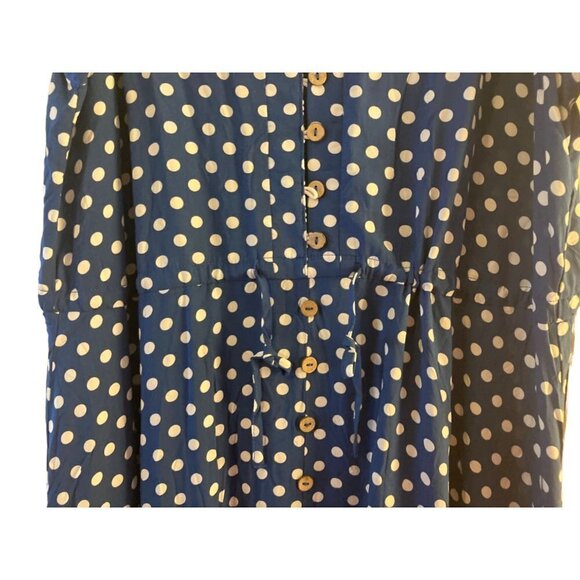 Alunalevi Womens XL Blue Poka Dot Maxi Dress Sleeveless Spaghetti Strap NWT - Picture 5 of 11